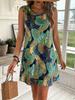 Women's Tropical Floral Print Sleeveless A Line Dress Beach Dress for Summer Casual Vacation Outfit Breathable Y2k Clothes Tees