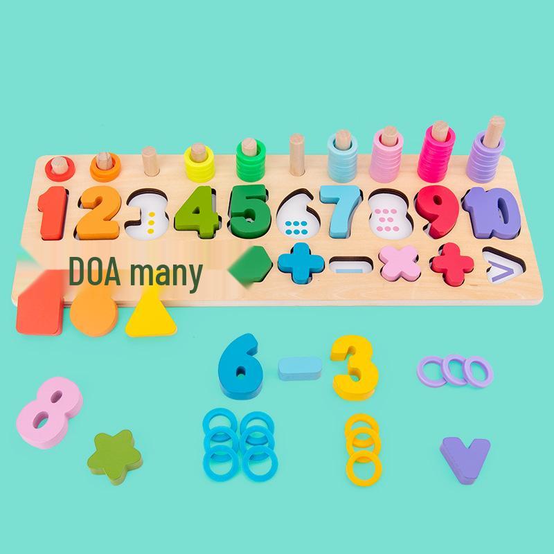 3-in-1 Wooden Number Shape Matching Puzzle for Early Education