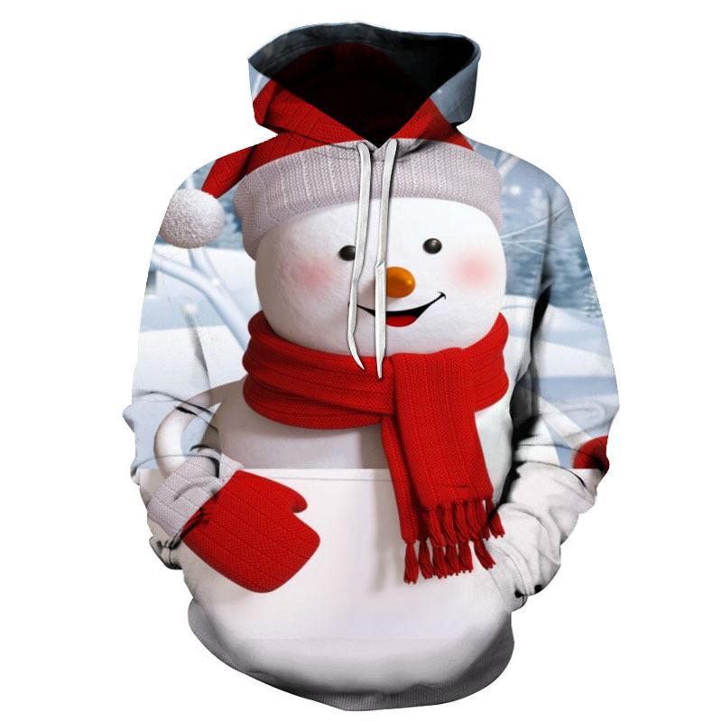 Christmas Snowman Pattern Casual Hoodie Woman Spring And Autumn Trendy All-Match Streetwear 3D Printed Oversized Loose Sweatshir