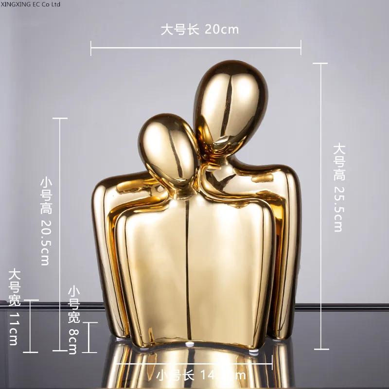 Creative Abstract Character Ornaments Frosted Ceramic Couple Hug Sculpture Artwork Modern Home Decoration Crafts Wedding Gift