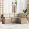 Garden Sofa Set with Cushions 4 Pcs Beige Poly Rattan