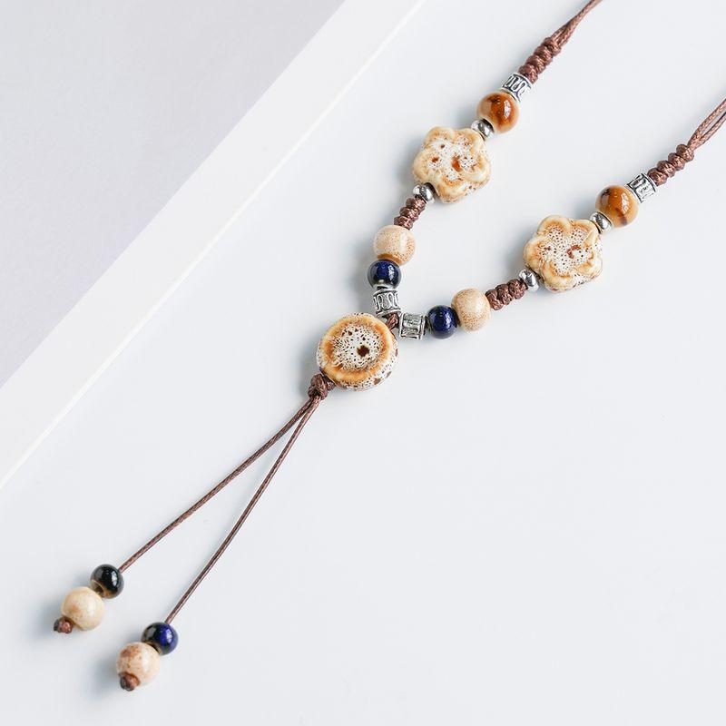 

Ceramic Ornament Necklace New Chinese Style Cheongsam Antique Traditional Han Clothing Accessories Sweater Chain Artsy Dignified Pendant Women Disc