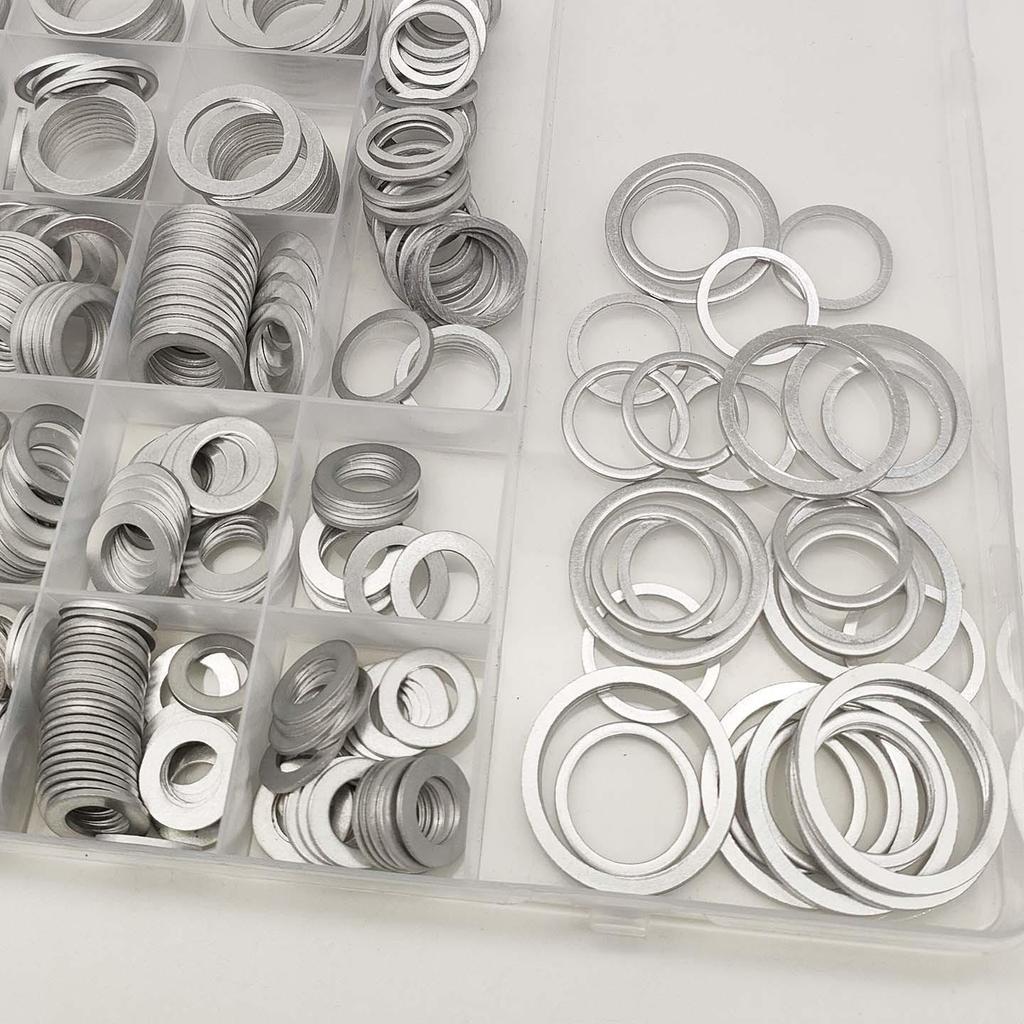 600-Piece Car Drain Plug Gasket Kit: 18 Sizes Aluminum Washers (6-24mm)