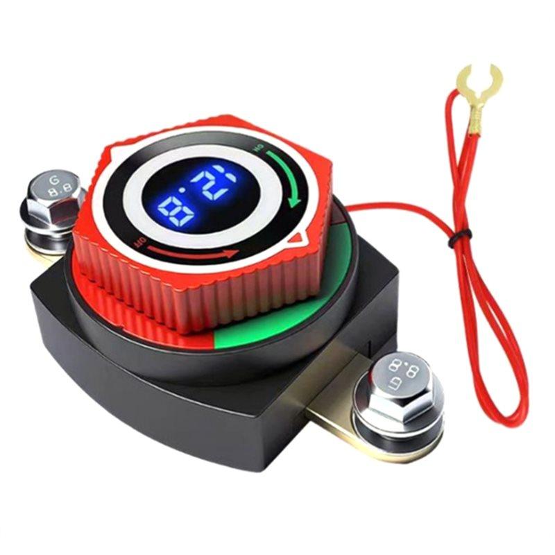 DC5-80V For Car, RV Marine Digital Battery Disconnect Switch With LED Voltmeter On/Off Battery Cut Off Functionality
