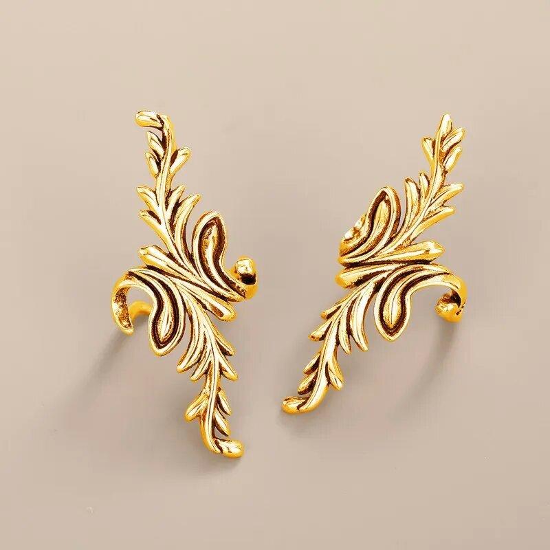 

BELLA BOX женская корейская версия с рисунком, легкие роскошные высококачественные серьги без пирсинга, зажим для ушей в форме травы с взрывчатым растением single золотой