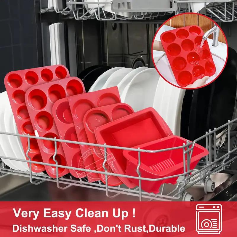 Non-Stick Silicone Mold Muffin Cupcake Baking Pan - Dishwasher & Microwave Safe Muffins Tray Tin Bakeware Tools for Kitchen