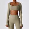 Womens Long Sleeve Yoga Top Quick-Dry Stretch Fitness Tee Running Gym Dance Outdoor Sports