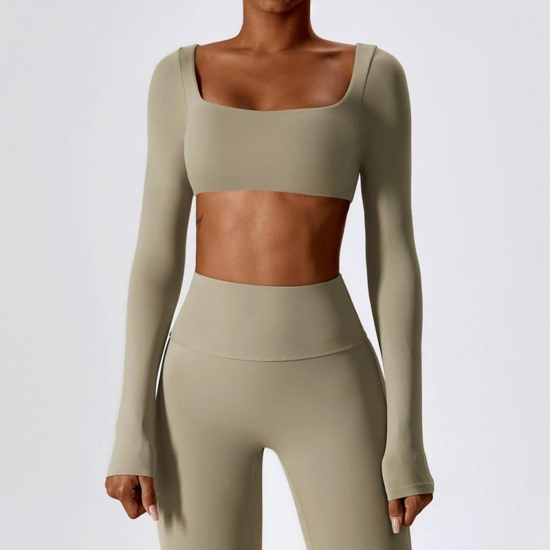 Womens Long Sleeve Yoga Top Quick-Dry Stretch Fitness Tee Running Gym Dance Outdoor Sports