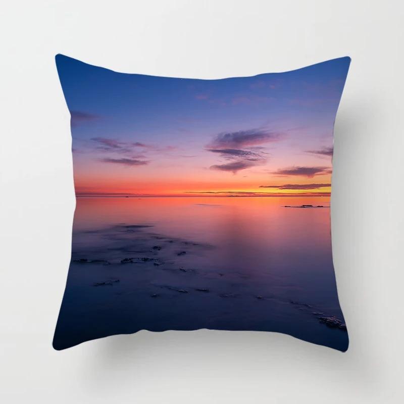 Luxury Home Decor Pillow Cover Car Living Room Sofa Cushion Cover Sunset Dusk Scenery Pattern Cushion Cover