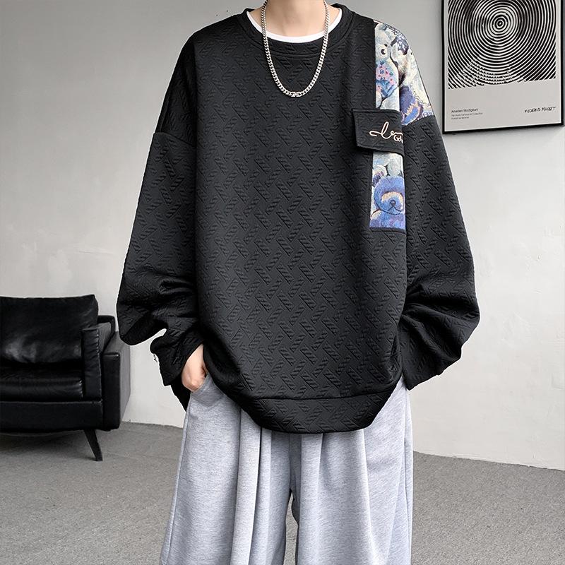 

Бархатная толстовка для мужчин на осень и зиму, новая свободная толстовка, мужское пальто, новогодняя пара, универсальный мужской топ с круглым вырезом 5XL