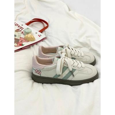 Niche Guava Color Hello Kitty Shoes Cute Little White Shoes Schoolgirl Summer Versatile Board Shoes