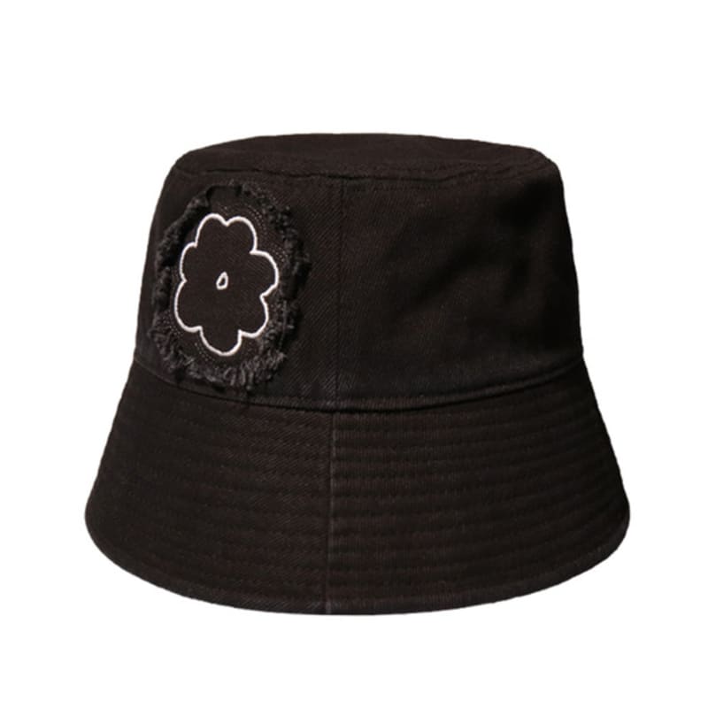 ELKE BLOEM FLOWER PATCH COTTON Black BUCKET HAT