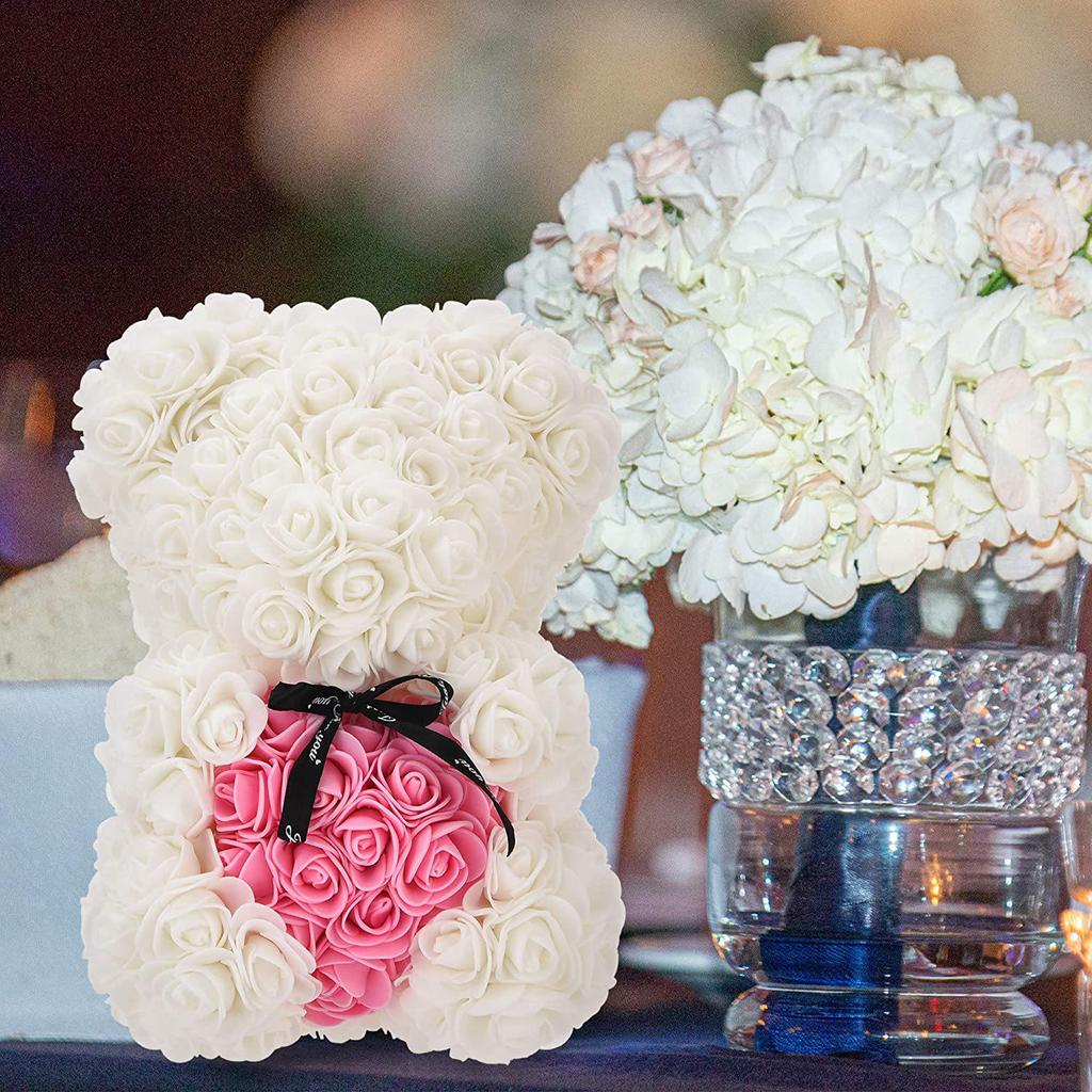 Konservierte Rosenblume Teddybär - 25cm Geburtstagsgeschenk