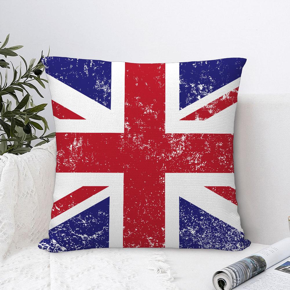 Union Jack Flag Pillow Case Plush Fabric Soft Pillowcase Double Sided Print Sofa Cushion Cover Throw Pillow Cover