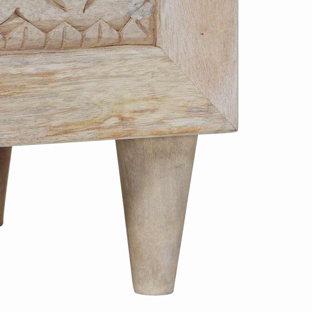 TV Stand Bleached White 100 X 33 X 46 Cm Solid Mango Wood