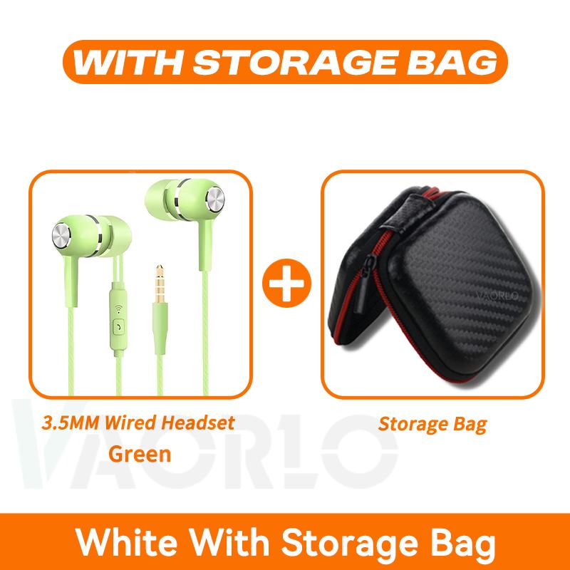 3.5mm Wired Headphones In Ear Headset Wired Earphones with Microphone Bass HiFi Stereo Earbuds Sports Music Gaming For Phones PC