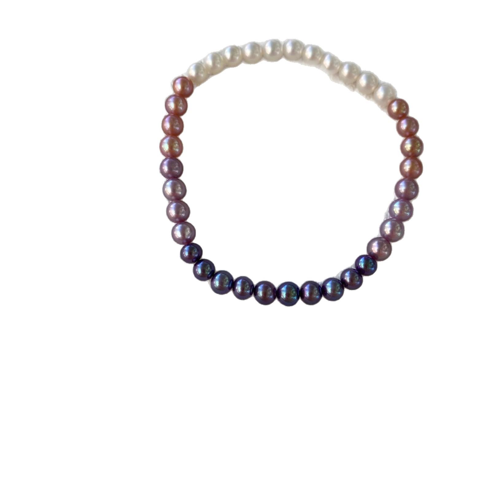 Purple-White Gradient Freshwater Pearls (4-5mm) - Versatile Candy Colors, Small Fresh Design. One Size
