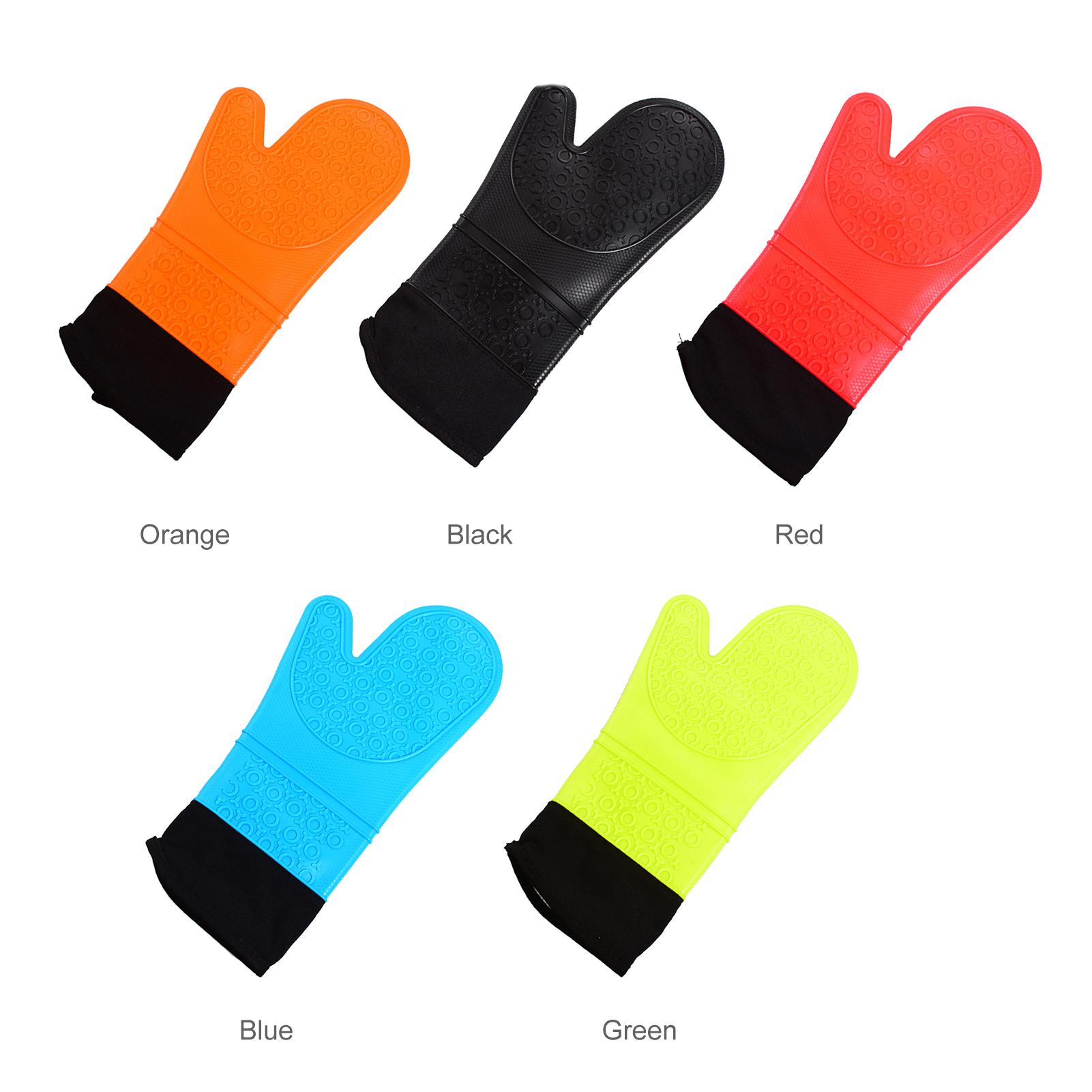 

Oven Glove with Inner Cotton Layer Heat Resistant Oven Mitts Insulated Non-Slip Gloves Microwave Silicone Gloves for Cooking Baking Smoker Fireplace