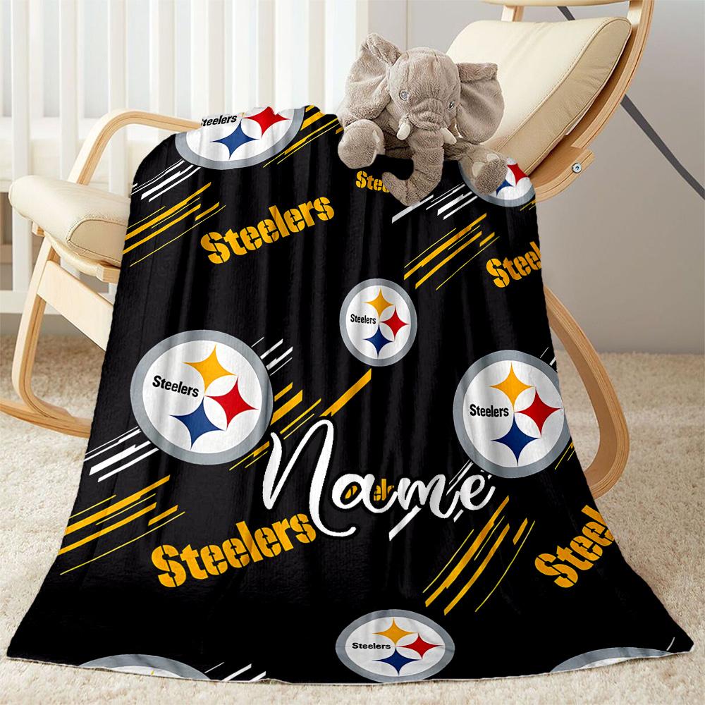 Steelers Team Spirit Personalized Name Blanket Multi-purpose Customizable Blanket Warmthful Decor Versatile for Home Decor Office Chair Seaside