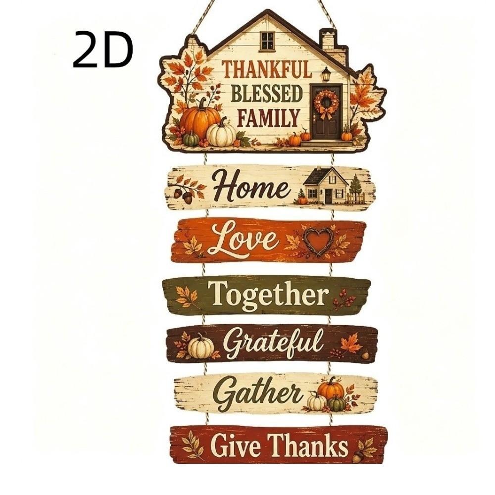 2D Flat Autumn Harvest Sign Decorative Fall Theme Wall Hanging Plaque Home Decor