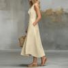 Ladies' Casual And Fashionable Lapel Button Closure Sleeveless Dress