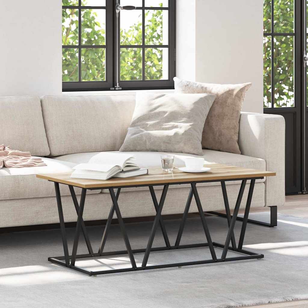 Artisan Oak Coffee Table 100 x 50 x 40 cm Plywood and Metal