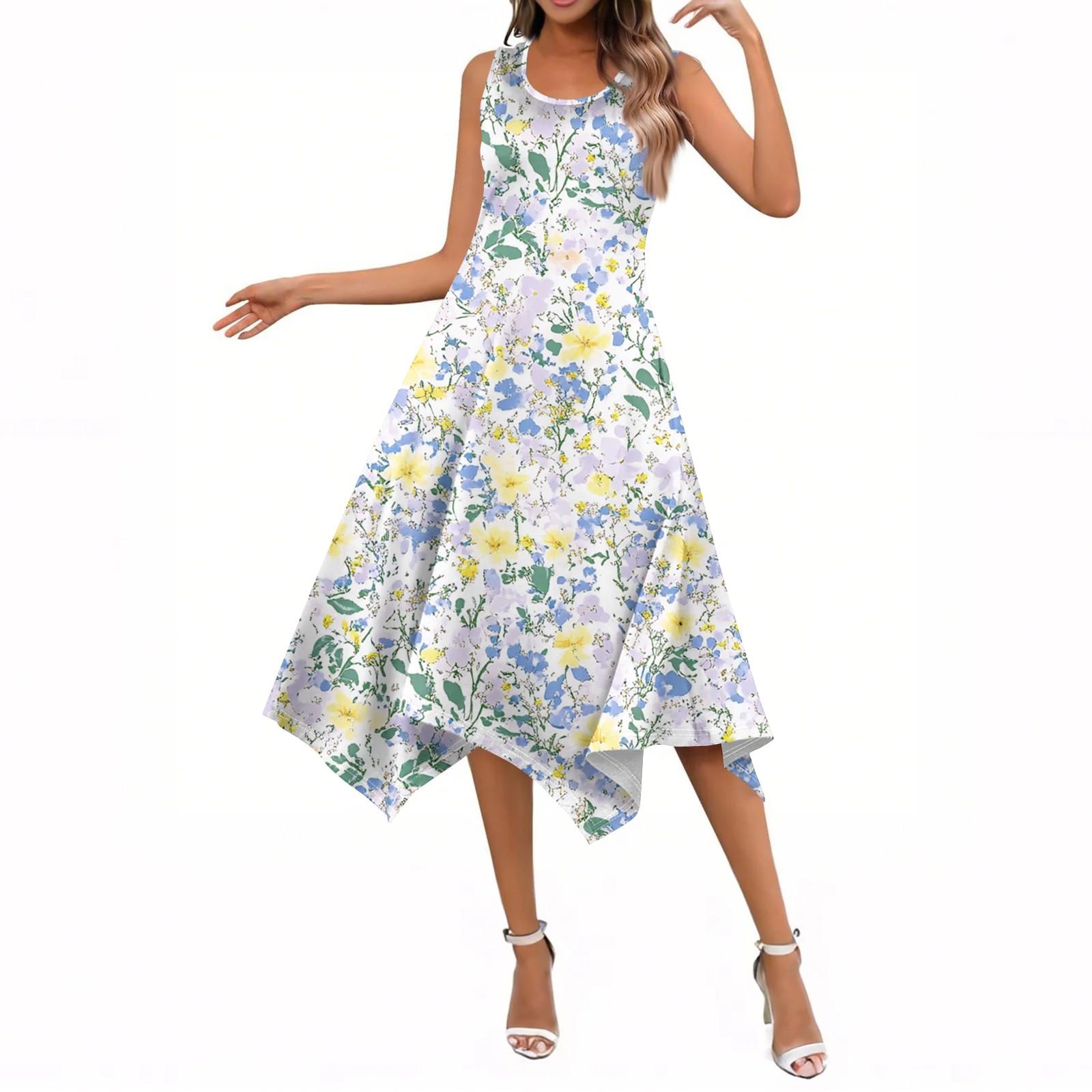 

Женские летние повседневные платья с круглым вырезом, плиссированные, с карманами, с принтом, с коротким рукавом XL жёлтый