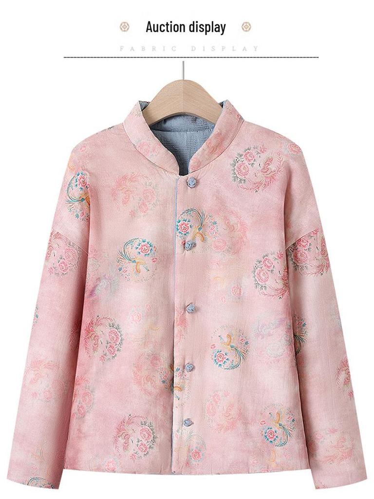 Women's Chinese Retro Style Frog Button Warm Cotton Jacket, Autumn/Winter 2025 Edition
