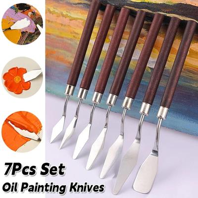 7pcs/set Oil Painting Scraper Knives Artist Crafts Spatula Palette Knife Scraper Drawing Art Tools Stationery Supplies