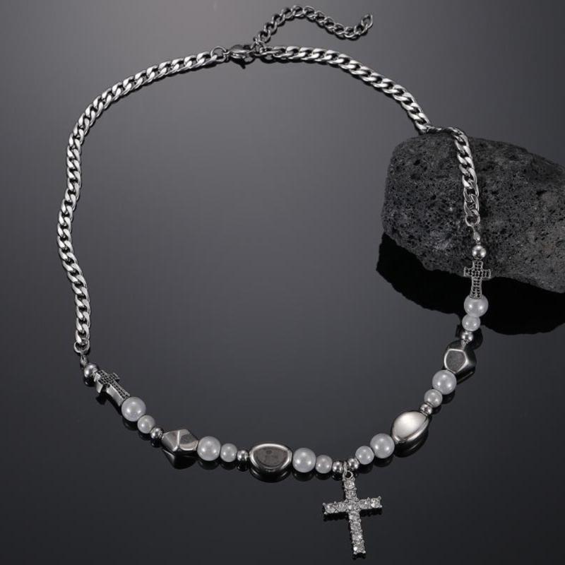 Modny Naszyjnik z Wisiorkiem Krzyżykowym Hip Hop Punk Choker Łańcuszek Obojczykowy Popularna Biżuteria dla Kobiet Dziewcząt