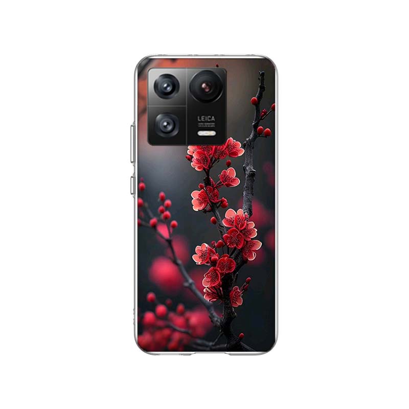 Schneefall Rote Pfirsichblüten Handyhülle Für Xiaomi Poco F7 Ultra X7 X6 M8 M7 M6 M4 M3 Pro X4 Mi 15 15T 14 14T 12T 12S 10T Pro 12