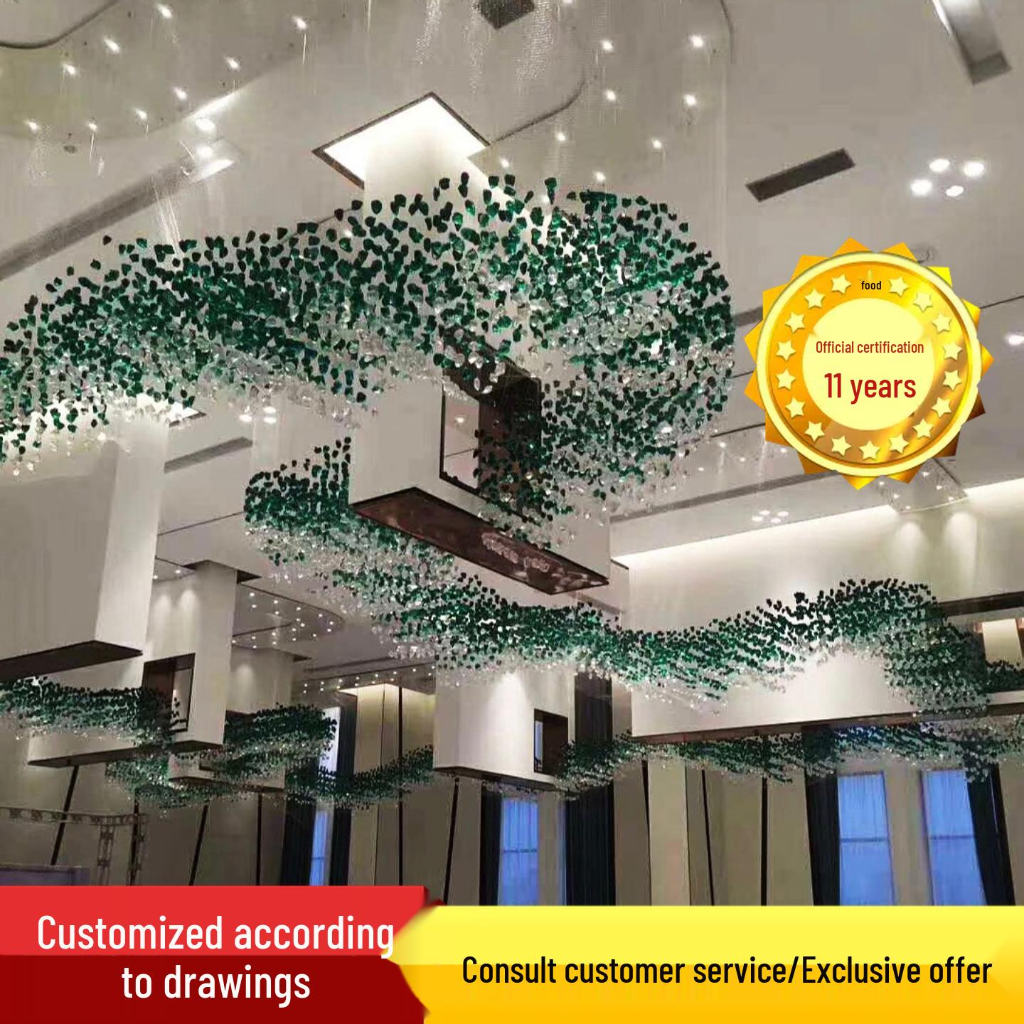 

Ge Shi Pendant Light: Green Stone Block for Hotel Ballrooms, Office Lobbies, and Creative Spaces Size Customizable
