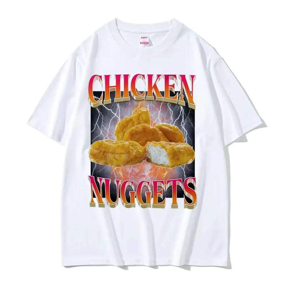 Lustige Hähnchen-Nuggets Vintage Stil Meme Grafik T-Shirt Damen Hip Hop Gothic T-Shirt Mode Harajuku Kawaii Y2K Kleidung