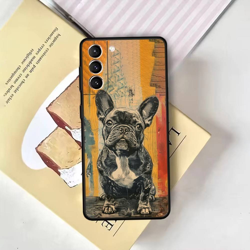 Cartoon French Bulldog Phone Case For Samsung GalaxyA13,21s,22,31,32,52,53,71,72,73,Soft Black Cover