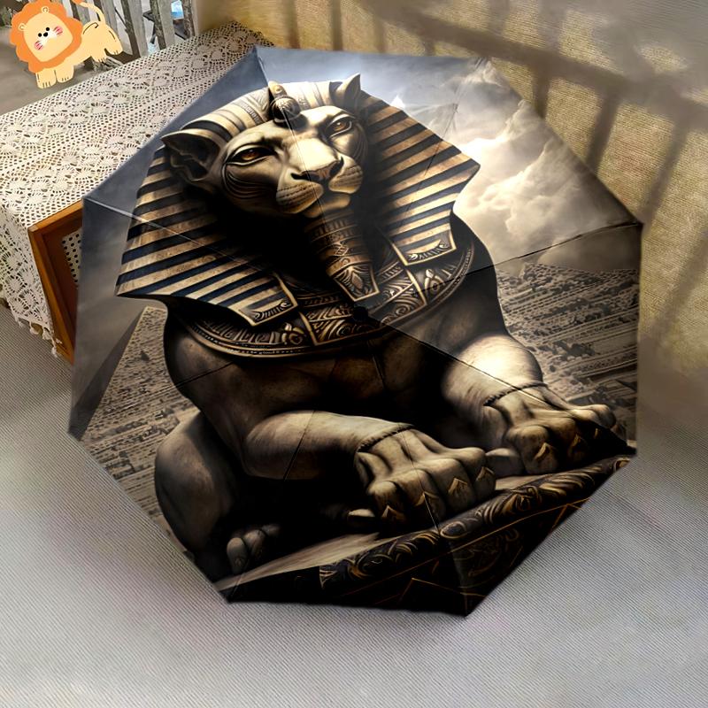 

1PC Egyptian theme Umbrella Portable Folding Umbrella Iron Frame Hole Bone Structure Outdoor Home Umbrella A4 разноцветный
