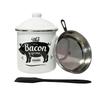 Kitchen Grease Container Lard Pot Cooking Up Fat Catcher with Strainer Scrapers Kitchen Fat Keeper Jar Storage Container