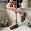 Warm Cotton Women Ballet Flats Comfort Soft Sole Short Plush Mary Jane Shoes Outdoor Grandma's shoes For Autumn Winter