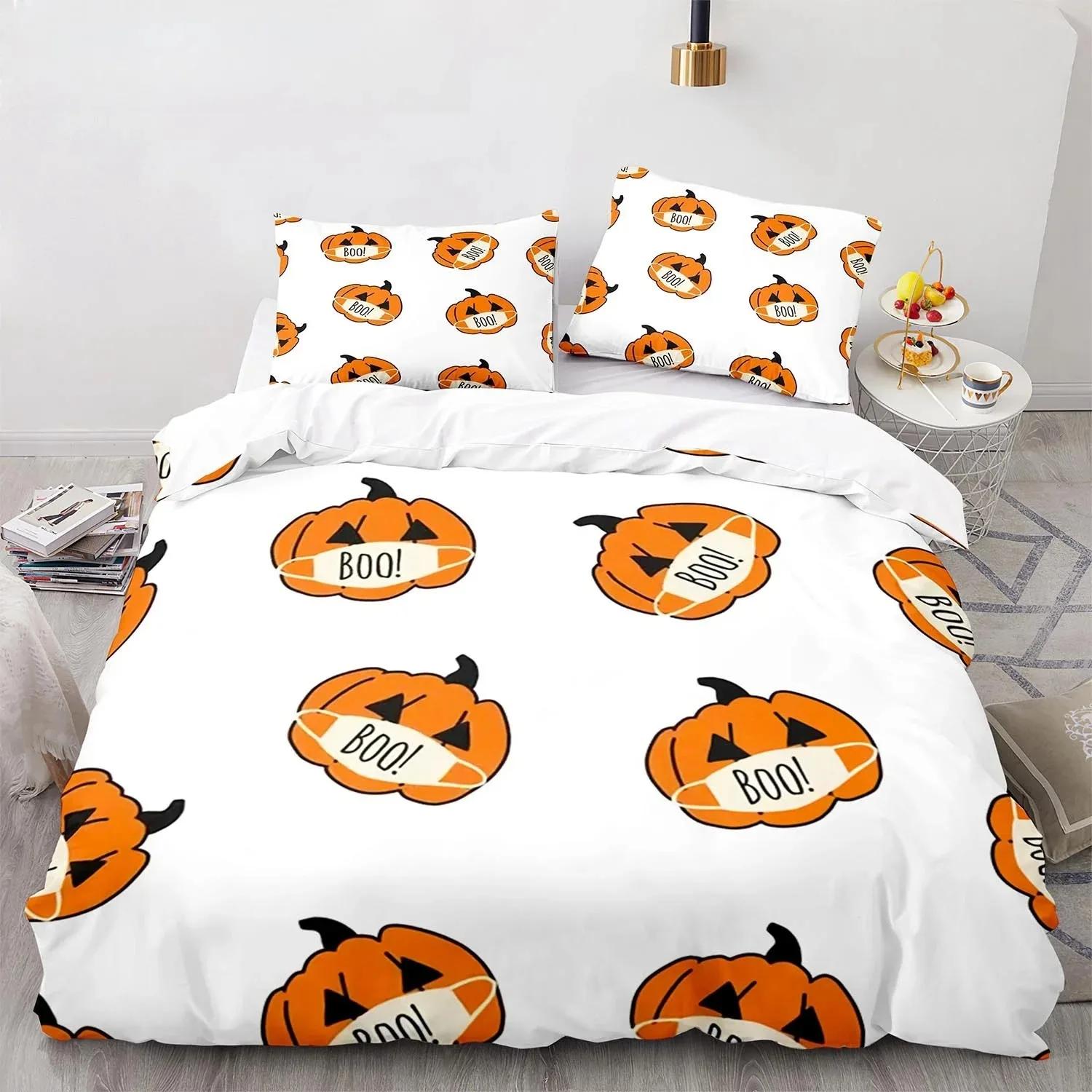 

New 3D Print Halloween Boo Cartoon Bedding SetDuvet Cover Bed Set Quilt Cover PillowcaseKing Queen Twin Size Boys Girls Adults EU Twin(135x200cm)