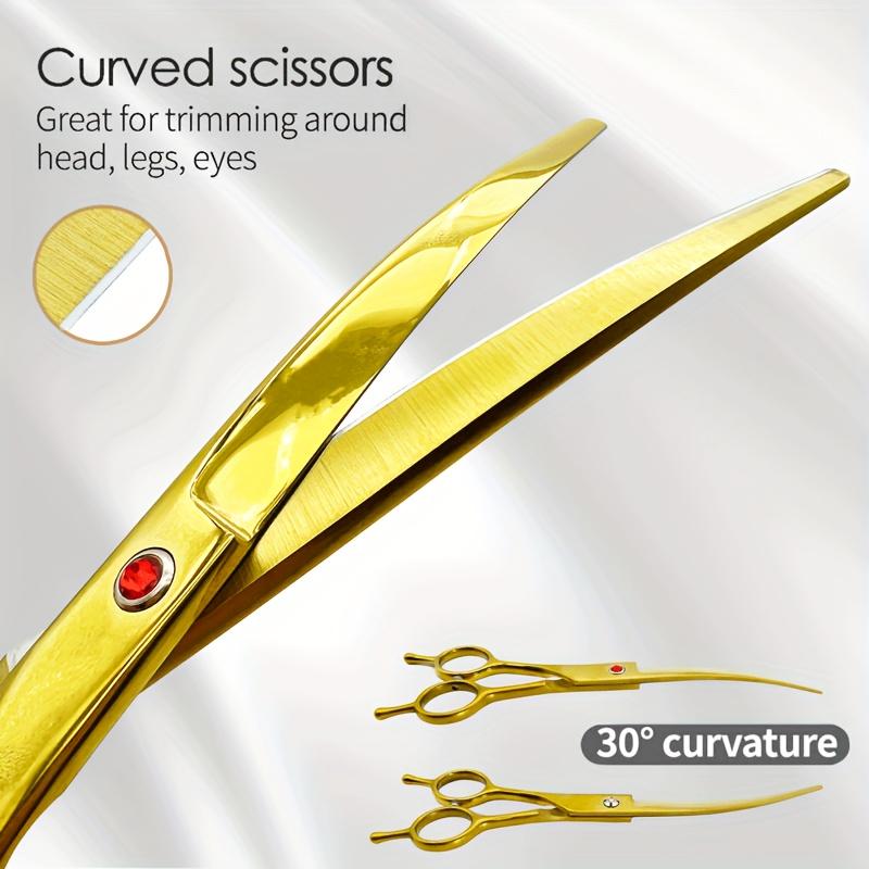 Pet Grooming Scissors, Curved Scissors for Dogs, Professional Dog Hair Scissors for Both Left and Right-Handed Use.