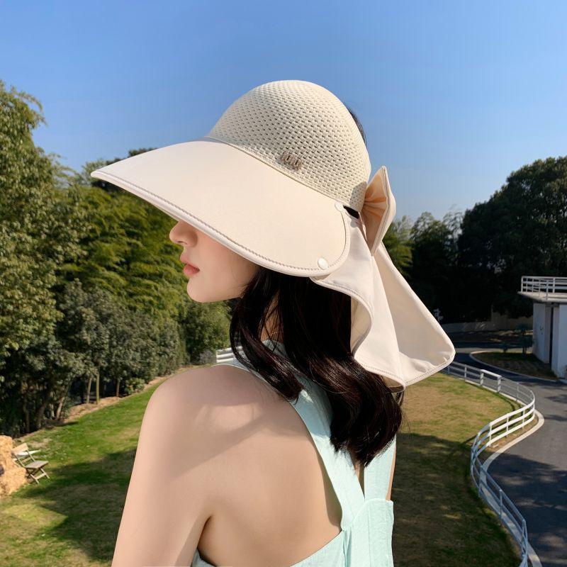 Spring and Summer New Outdoor Sunshade Straw Hat Women's Full Bucket Hat Big Brim Sun Hat Face Covering Cycling Sun Protection Hat