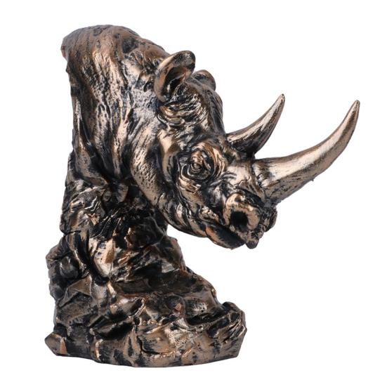 Animal Head Statue Resin Lion Figurine Rhinoceros Statue Retro Style Lion Buffalo Sculpture for Office Bedroom Living Room Decor