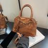 New Retro Versatile Belt Buckle Portable Shoulder Tote Bag Large Capacity Bag Women's Fashion