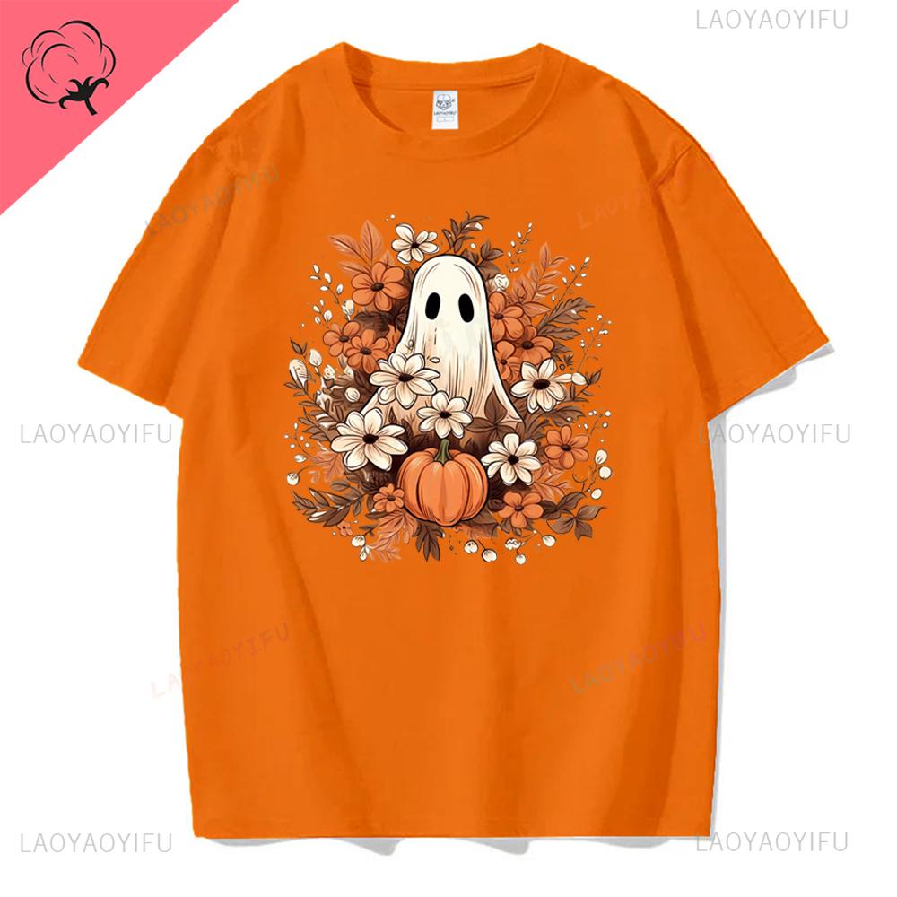 Halloween Familj Matchande T-shirts Söta Spöklika Halloween Party T-shirts Pumpatryck Kortärmade Kläder Mode Trend T-shirts