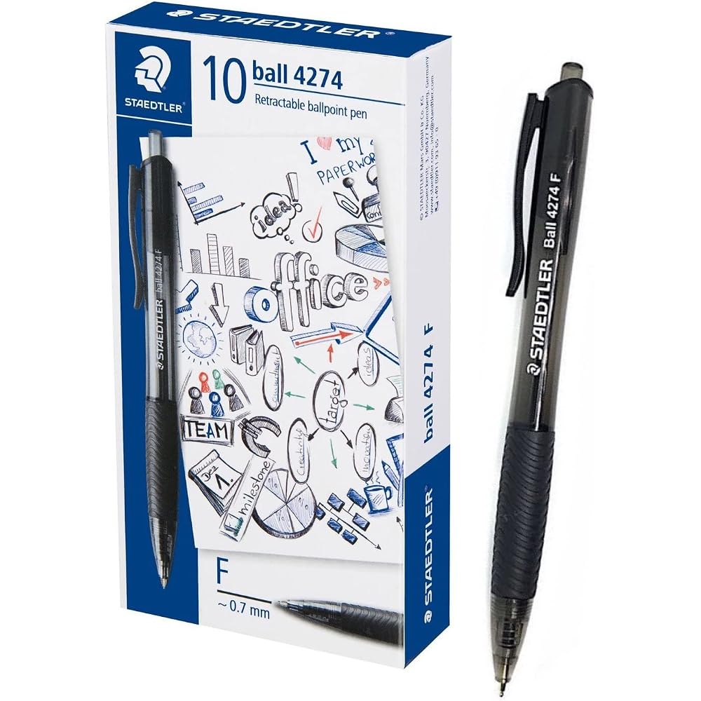 STAEDTLER (STAEDTLER) Ballpoint Pen 0.7mm (F) Black Ink Set of 10 Retractable Ballpoint Pen Ball4...
