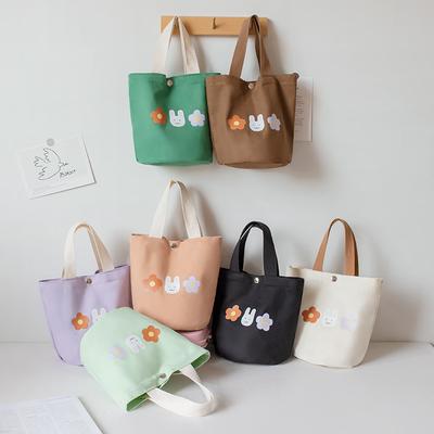 Handbag Women's Canvas Bag New Fashion Student Bring Rice Bag Lunch Box Bento Bag Bucket Hand Carry Small Bag