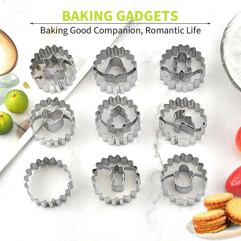 Metal Pastry Cookie Cutter Set Mini Christmas Sandwich Biscuit Baking Molds Xmas Tree Snowflake Gingerbread Shape Cakes Decor