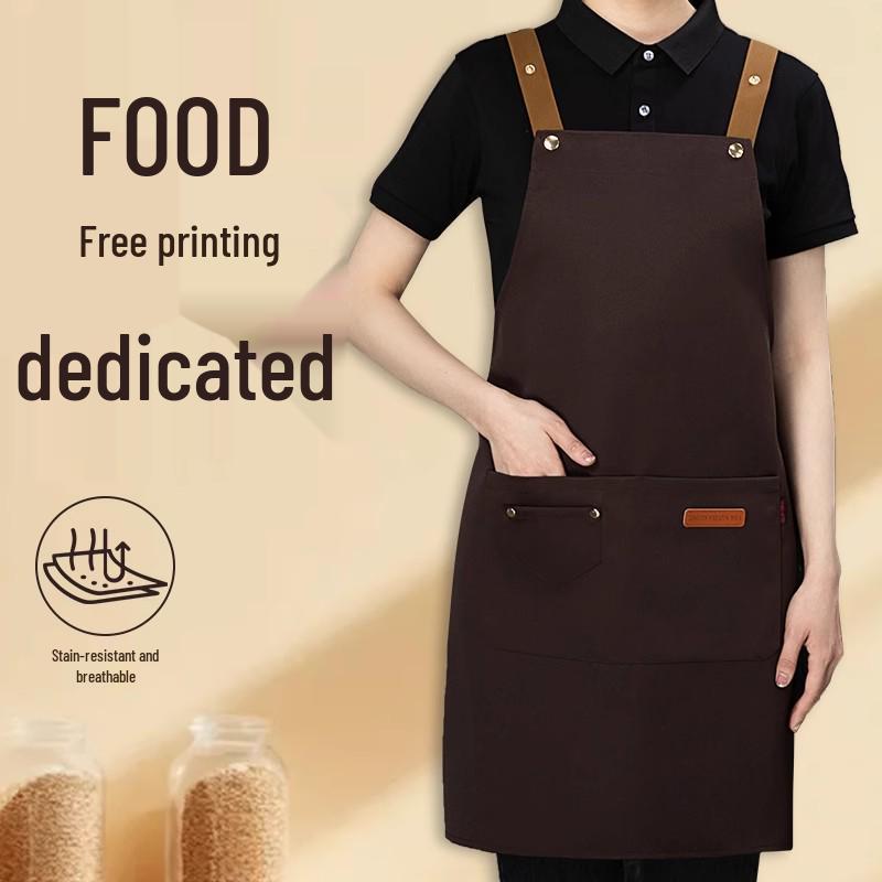 Customizable Waterproof Apron: Ideal for Coffee, Milk Tea Shops, Restaurants, Baking, & Catering Two-button Orange/Waterproof