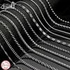 Effie Queen 100% Argent Sterling 925 Colliers Chaîne de Base Boîte/Serpent/Chopin/Figaro Chaîne Perlée 40-60cm Unisexe DIY Tenue Décontractée