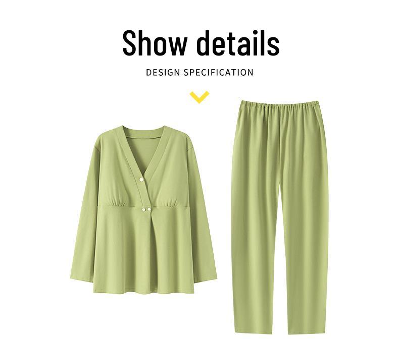 Autumn Pure Cotton Maternity Pajamas with Breast Pads - Perfect for Postpartum and Breastfeeding