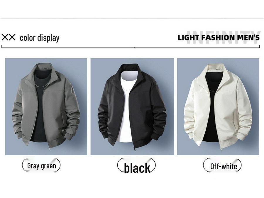 Męska modna kurtka bomberka o luźnym kroju ze stójką - casualowa jesienna odzież robocza w stylu baseballowym